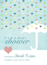 Girls Baby Shower Invitations - Shower Umbrella