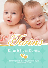 Photo Birth Announcements - Cursive Twins